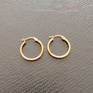 Gold Plated Sterling Silver Hoop Earrings. 17mm Stamped 925